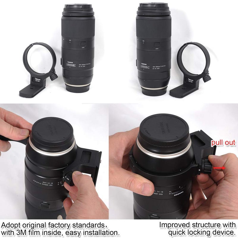 iShoot Lens Tripod Mount Ring for Tamron 100-400mm f/4.5-6.3 Di VC USD (A035), CNC Machined Lens Collar Support Bracket Holder, Bottom is ARCA-Swiss Fit Quick Release Plate for Tripod Ball Head - Image 5